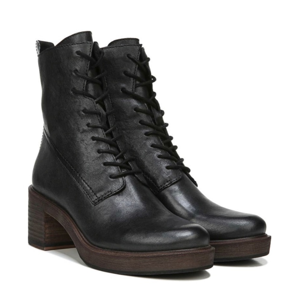 Sarto by Franco Sarto Black Leather Lace Up Heel Combat Boot NWT 6.5 - Picture 8 of 9
